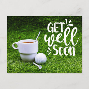 Golf Beterschap met kopje koffie en bal Briefkaart
