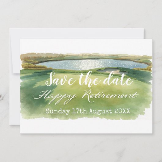 Golf Bewaar de datum Golf pensioen feest op groen Save The Date (Voorkant)