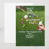 Golf Bewaar de datum Golf pensioen feest op groen Save The Date (Voorkant / Achterkant)