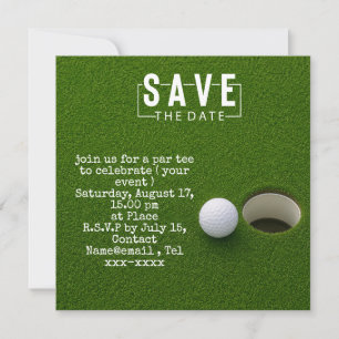 Golf bewaar de datum golfbal putting hole in one save the date