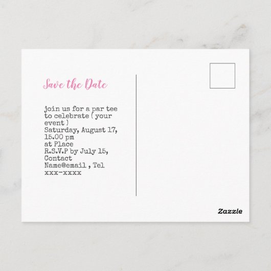 Golf bewaar de datum van het Bewustmakingsroze van Briefkaart (Achterkant)