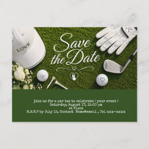 Golf bewaar de datum voor de bruiloft briefkaart