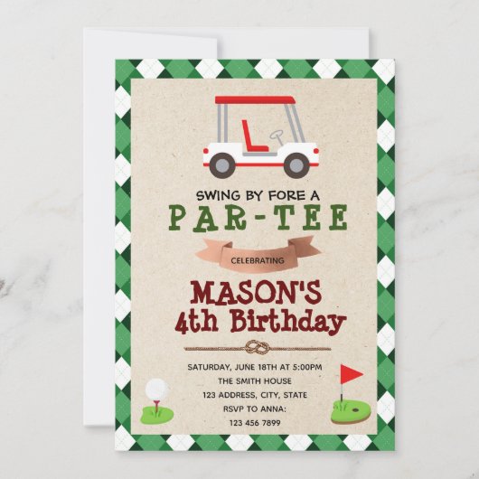 Golf Birthday Invitation Kaart (Voorkant)