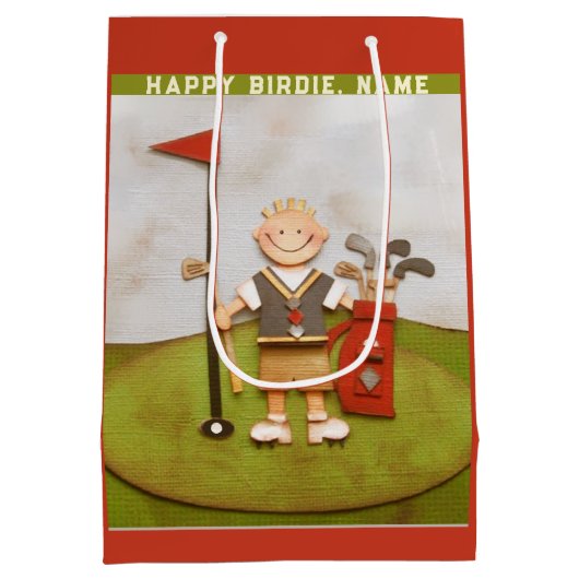 Golf Birthday Medium Cadeauzakje (Achterkant)