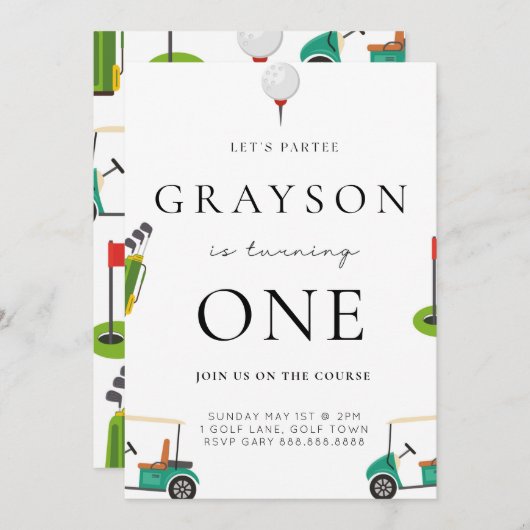 Golf Birthday Par Tee Invitation (Devant / Derrière)