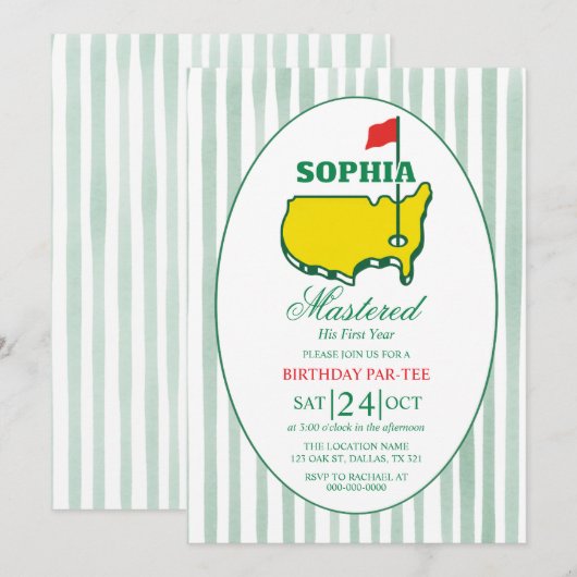 Golf Birthday Par-tee Invitation (Devant / Derrière)