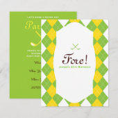 Golf Birthday Party Argyle Preppy Uitnodiging (Voorkant / Achterkant)