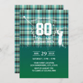 Golf Birthday Party Green Gingham Pattern Kaart (Voorkant / Achterkant)