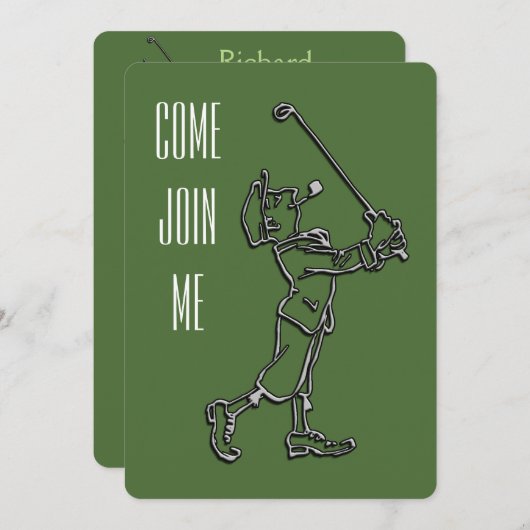 Golf Birthday Party Invitation Kaart (Voorkant / Achterkant)