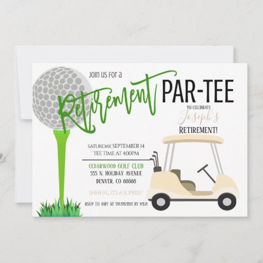 Golf Birthday Party Invitation Kaart (Voorkant)