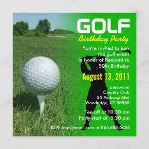 Golf Birthday Party Invitation Kaart