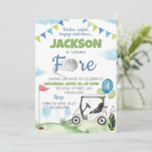 Golf Birthday Party Invitation Kaart (Staand voorkant)