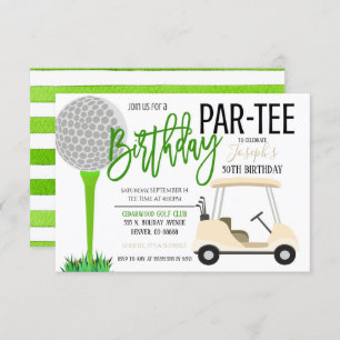 Golf Birthday Party Invitation Kaart