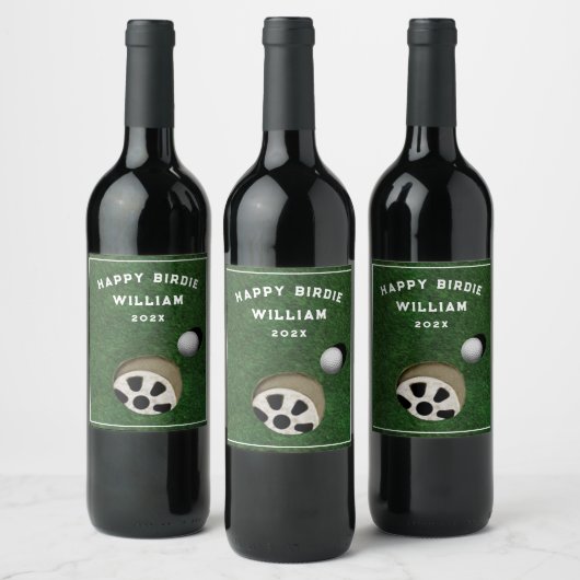 Golf Birthday Wine Label Wijn Etiket (Flessen)