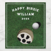 Golf Birthday Wine Label Wijn Etiket (Enkel label)