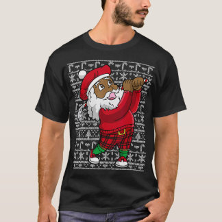 Golf Black African Santa Claus Golfing Ch T-shirt