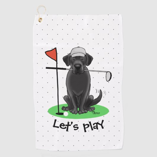 Golf Black Labrador Retriever Dog - Cute Golfhanddoek (Voorkant)