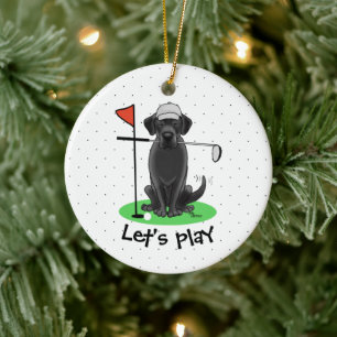 Golf Black Labrador Retriever Dog - Cute Keramisch Ornament