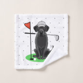 Golf Black Labrador Retriever Dog - mignonne (Gant de toilette)