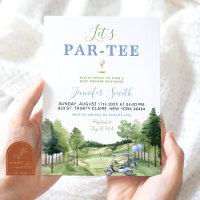 Golf Blue Boy Baby shower par-T-shirt uitnodiging