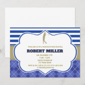 Golf Blue Gold Retraite Adulte Invitation (Devant / Derrière)