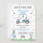 Golf Blue Par Tee Invitation Anniversaire (Devant)