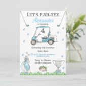 Golf Blue Par Tee Invitation Anniversaire (Debout devant)