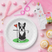 Golf Boston Terrier Dog (zwart) Cute Papieren Bordje (Feest)
