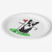Golf Boston Terrier Dog (zwart) Cute Papieren Bordje (Gekanteld)