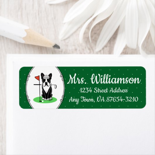 Golf Boston Terrier (zwarte hond) Cute Dog Etiket (Insitu)