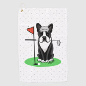 Golf Boston Terrier (zwarte hond) Cute Dog Golfhanddoek (Voorkant)