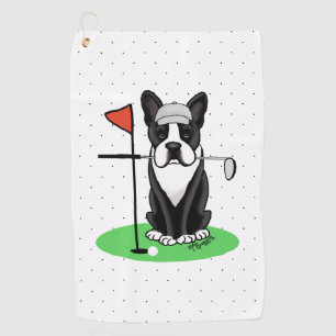 Golf Boston Terrier (zwarte hond) Cute Dog Golfhanddoek