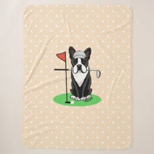Golf Boston Terrier (zwarte hond) Cute Dog Sherpa Deken