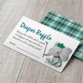 Golf Boy Elephant Baby shower Diaper Raffle Informatiekaartje