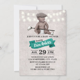  Golf Boy Sport Black Baby shower Kaart