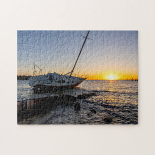 Golf Breeze Zeilboot en Jetty Sunset Puzzel