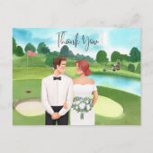 Golf Bride en Groom Golfer bruiloft op golfbaan Briefkaart (Voorkant)