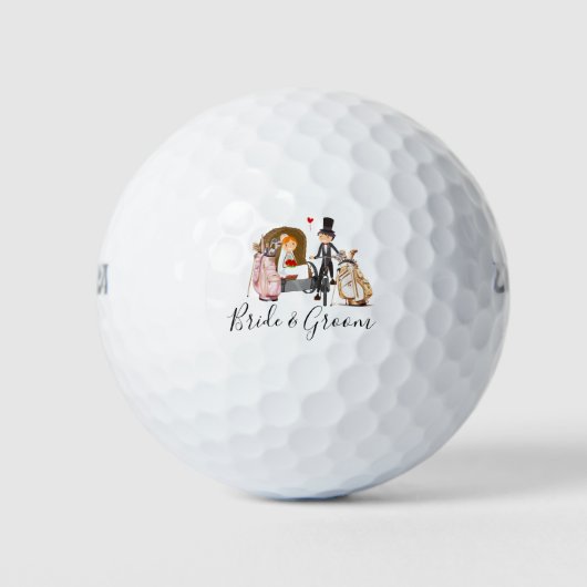 Golf Bride en Groom Wedding Golfballen (Voorkant)