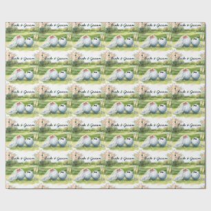 Golf bruid bruidegom golfbal op groen gras cadeaupapier