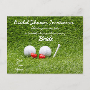 Golf bruids douche uitnodiging met twee golfballen briefkaart