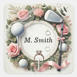 Golf Bruidsfeest met golfbal voor bruid golfer Vierkante Sticker