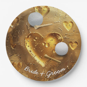 Golf bruiloft bruidegom naam met golfbal papieren bordje