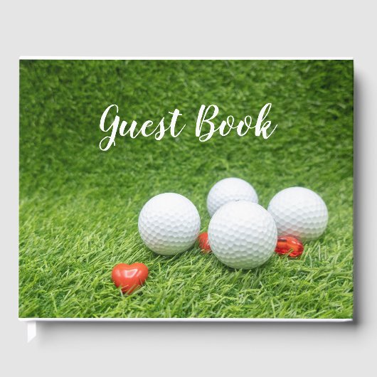 Golf bruiloft gast boek met ballen en harten (Voorkant)