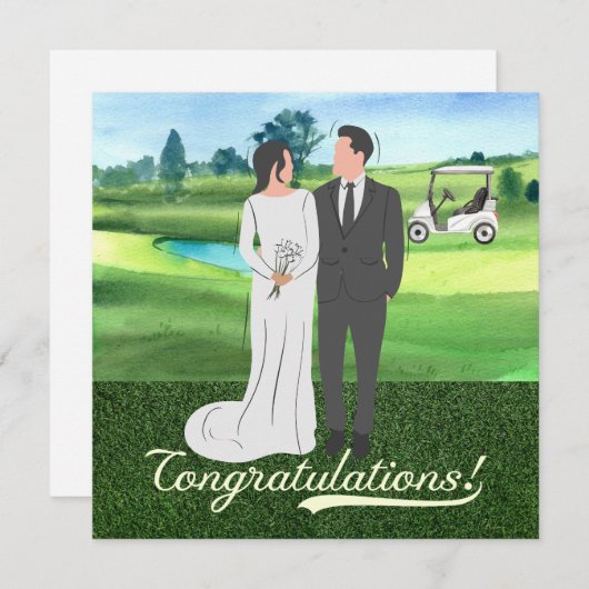 Golf bruiloft Gefeliciteerd met bruid en bruidegom (Voorkant / Achterkant)