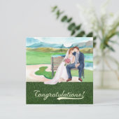 Golf bruiloft Gefeliciteerd met bruid en bruidegom (Staand voorkant)