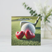 Golf BRUILOFT met golfbal op putting green Kaart (Staand voorkant)