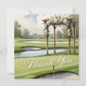 Golf bruiloft met tekst op de golfbaan bedankkaart (Voorkant)