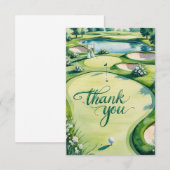 Golf bruiloft met tekst op de golfbaan bedankkaart (Voorkant / Achterkant)