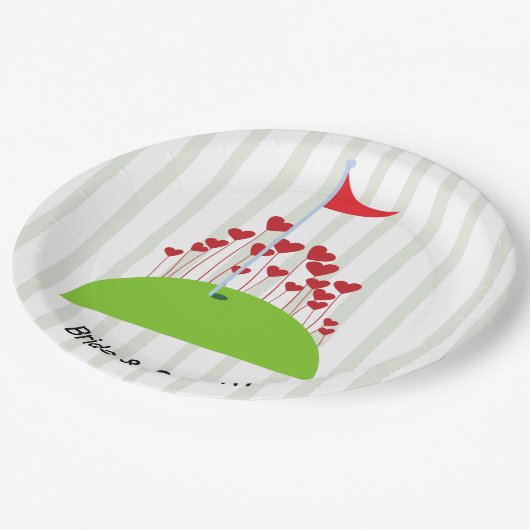 Golf bruiloft met veel liefde op golflengte papieren bordje (Gekanteld)