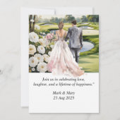 Golf bruiloft thema waterverf kaart (Voorkant)